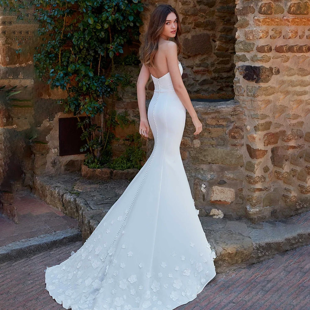 

Customized SweethearNeck Sleeveless Long Train Mermaid Wedding Dress Backless Zipper Bridal Gowns vestido de novia