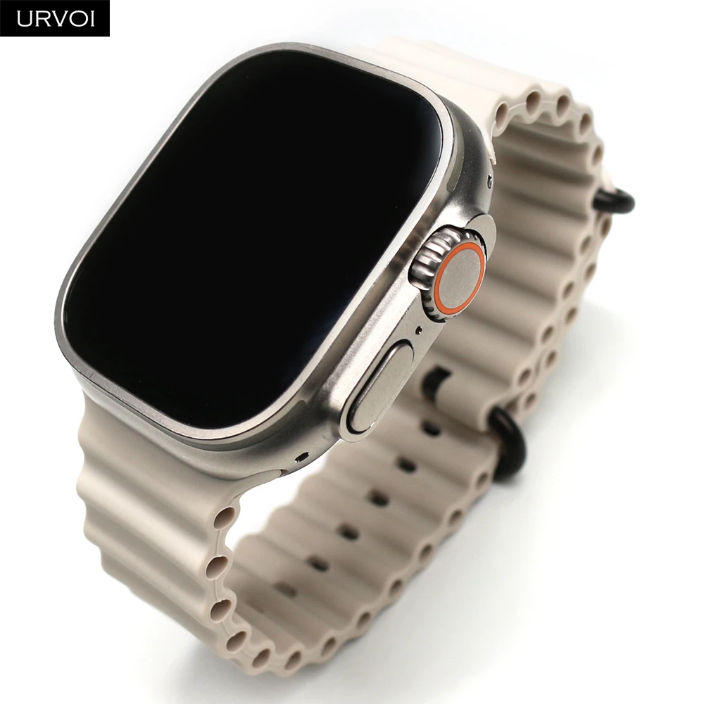 URVOI Ocean Band for Apple Watch Ultra 2 strap series 10 9 8 7 6 SE 54 silicone wrist for iWatch stretch bracelet 44 45 46 49mm