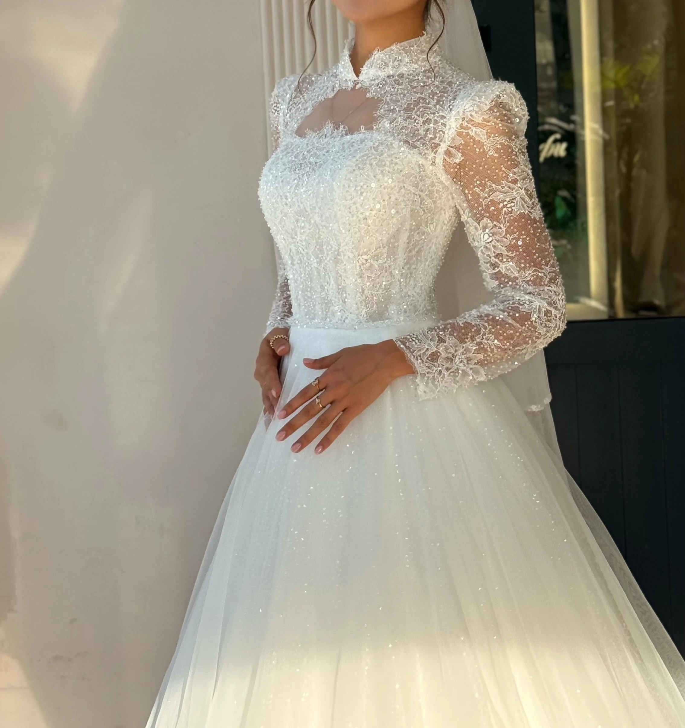 stunning-bride-top-boleros-high-neck-lace-floral-sequins-long-sleeves-wedding-shrug-custom-formal-bridal-jacket