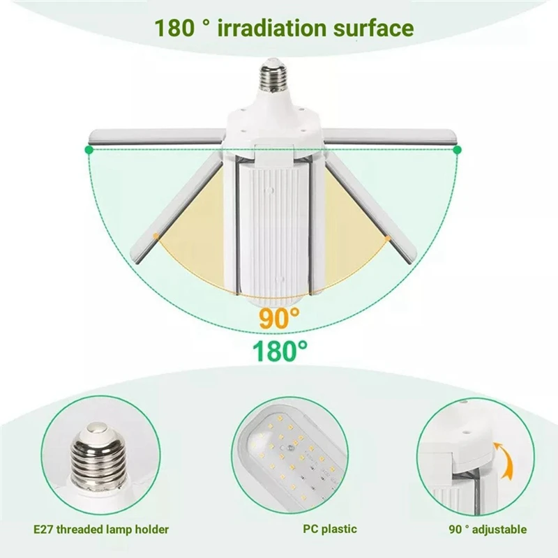 Lampu tumbuh LED dapat dilipat lampu Phyto bohlam spektrum penuh untuk tanaman dalam ruangan lampu Tumbuh mekar taman E27