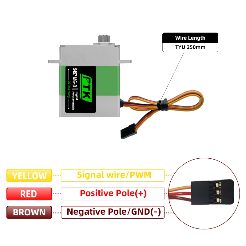 Цифровой сервопривод PTK 9497, металлическая шестерня, программируемая 2S Lipo, подходит для радиоуправляемого вертолета, модели радиоуправляемого