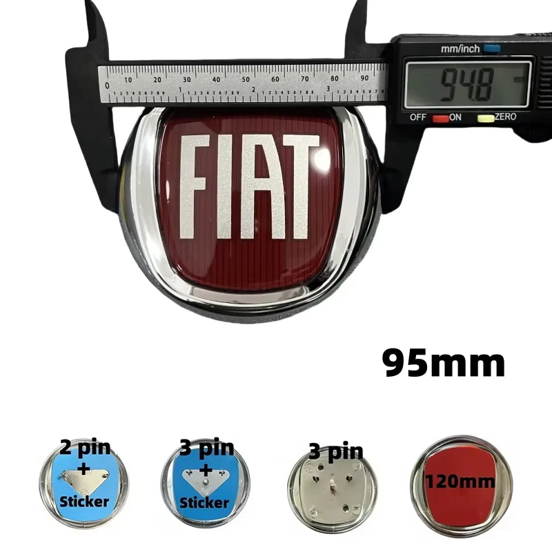 1 pz 95mm/120mm Distintivi anteriori e posteriori Fiat - Emblemi a 2/3 pin per Fiat 500, Panda, Punto, Grande Punto, Doblo, Ducato