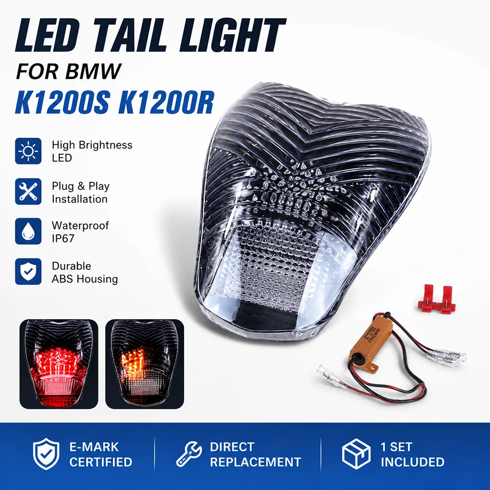 Motorcycle Rear Tail Brake Light Integrated LED Turn Signals Lamp For BMW K1200S K1200R K1300R