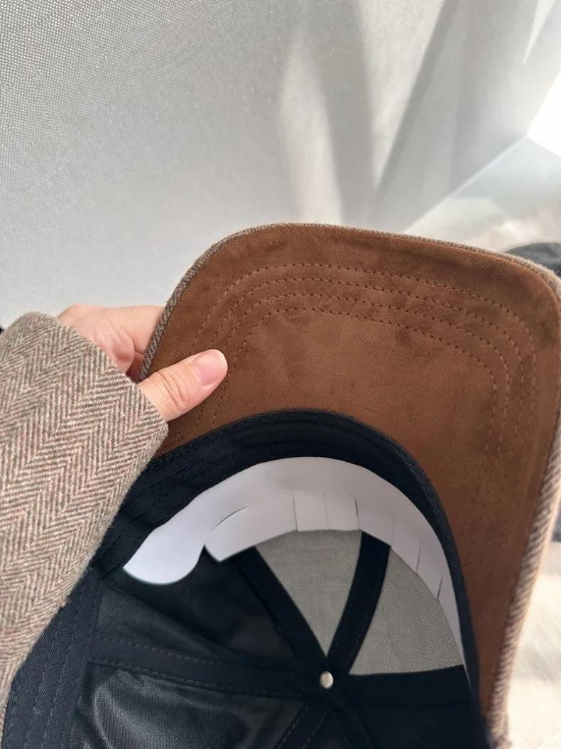 USPOP Herbst-Winter-Baseballkappe aus Wolle mit Fischgrätenmuster, harte Oberseite, englischer Stil, klassischer Luxus für Männer und Frauen – Detail 4