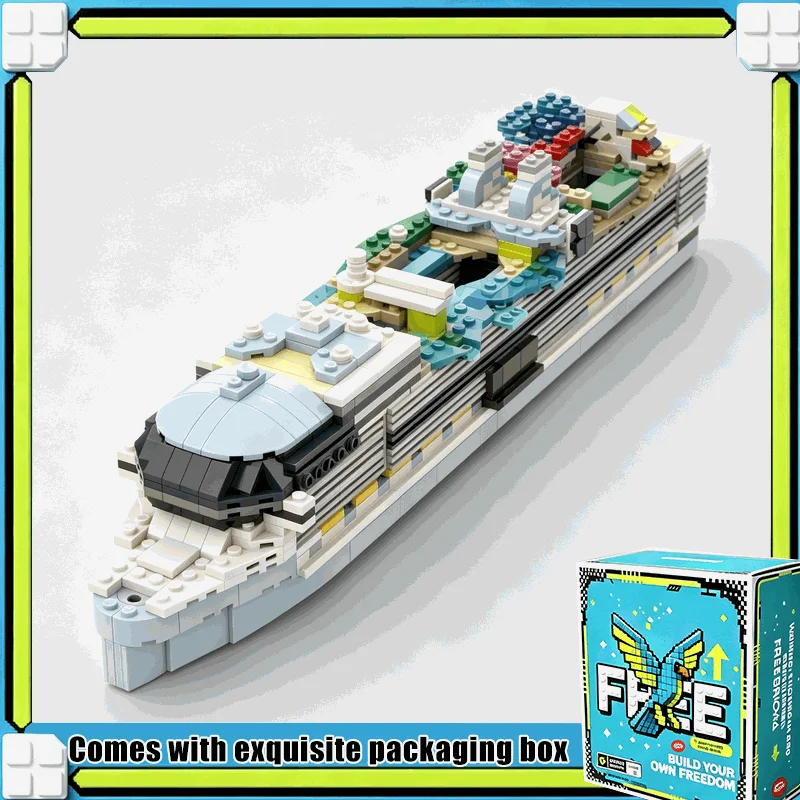 1317PCS Compact Scale Modern Luxury Cruise Ship Model Building Blocks DIY Creative Assembly Brick Set Ocean Liner Display Gift