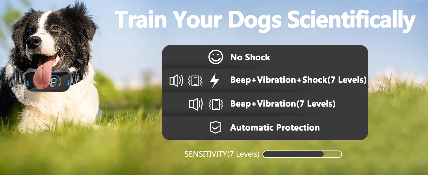 Ultraschall-Bellhalsband für Große, Mittlere und Kleine Hunde, Humanes Anti-Bell-Halsband mit Ton & Vibration, Intelligentes Bellhalsband mit Elektroschock – Detail 4