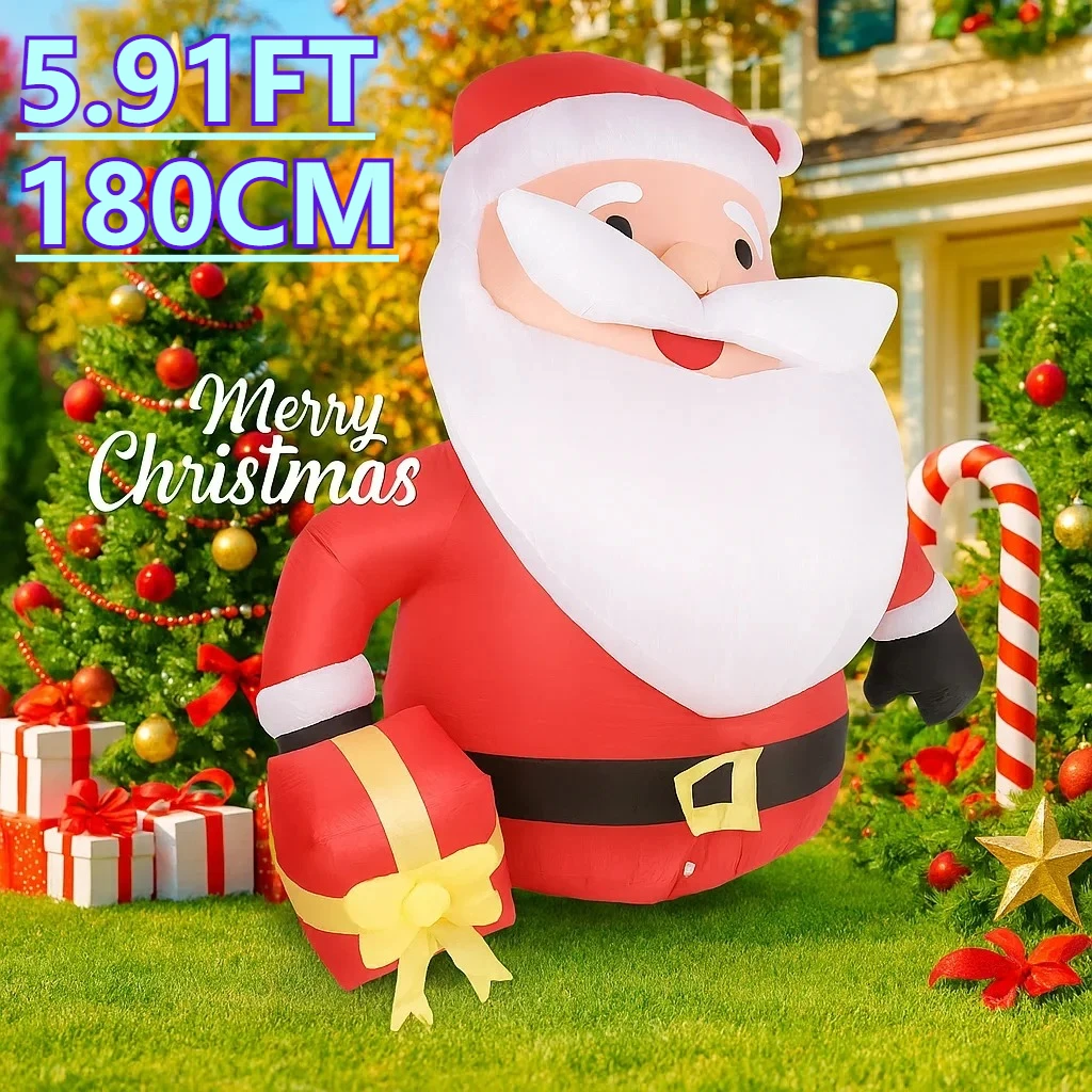 

5.9FT Outdoor Holiday Decoration Christmas Inflatable Toys Santa Claus Gift Box LED Supplies Ornament Festive Xmas Yard Decor