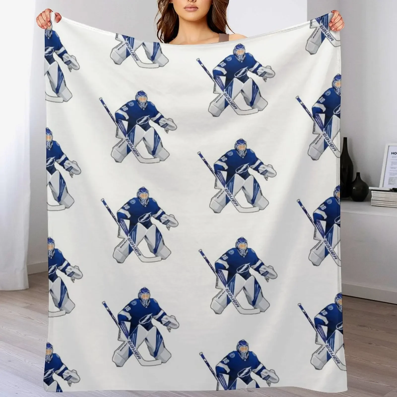 Andrei Vasilevski #88 Defend Goalie Throw Blanket Flannel Fabric Luxury Baby Blankets