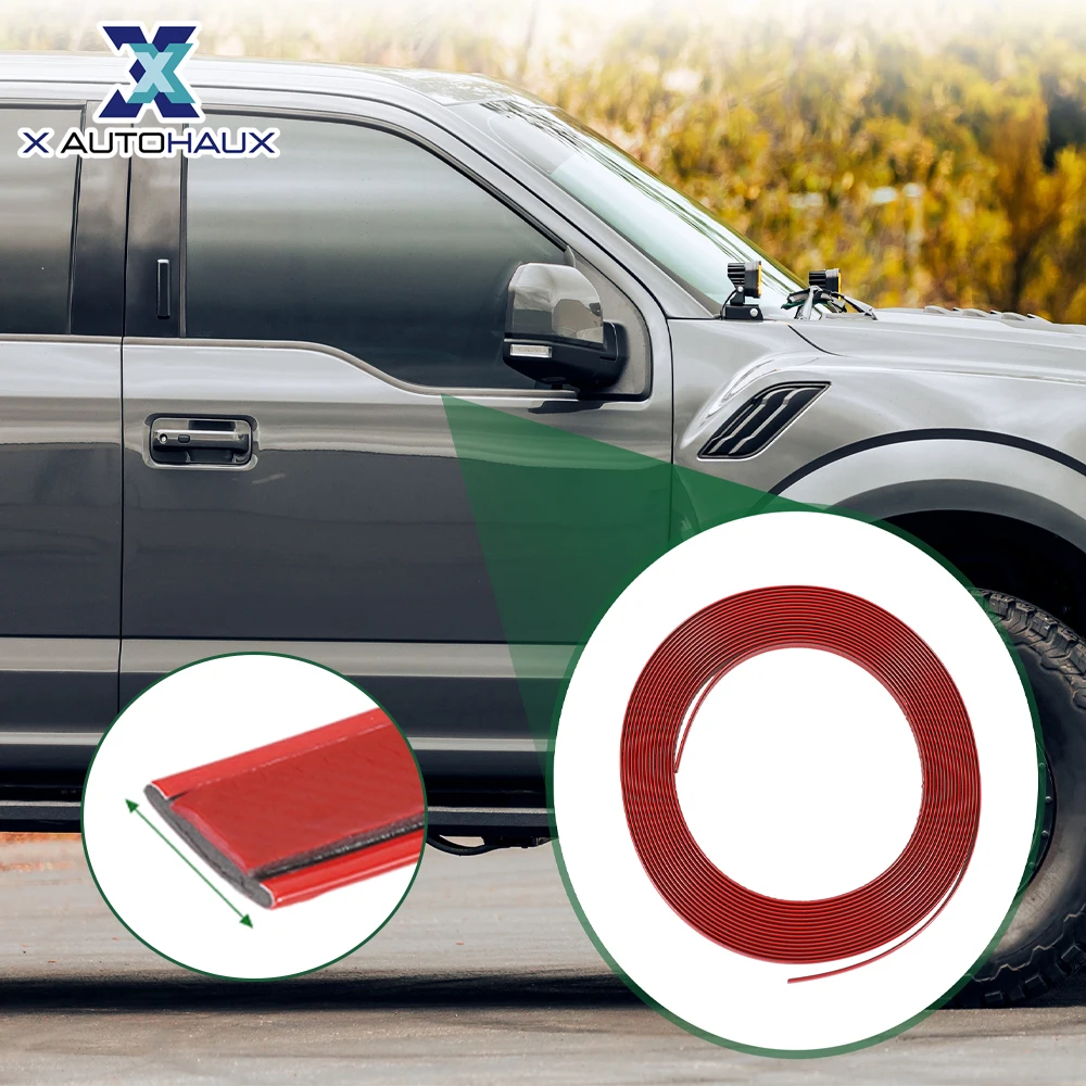 

X Autohaux, комплект защитных накладок на окна автомобиля, ширина 6-30 мм, длина 1000/500 см, устойчивые к царапинам, для бампера, дверей, кузова, самоклеящиеся, красные, 1 шт.