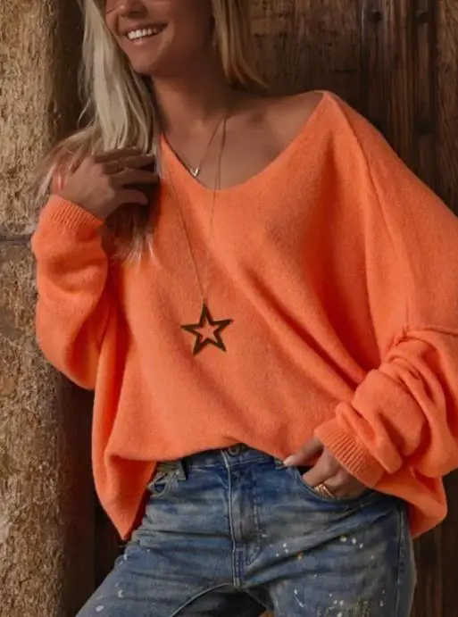 سترة عصرية فضفاضة بأكمام طويلة بلون سادة لخريف وشتاء، سترة نسائية محبوكة فضفاضة بسيطة غير رسمية جديدة