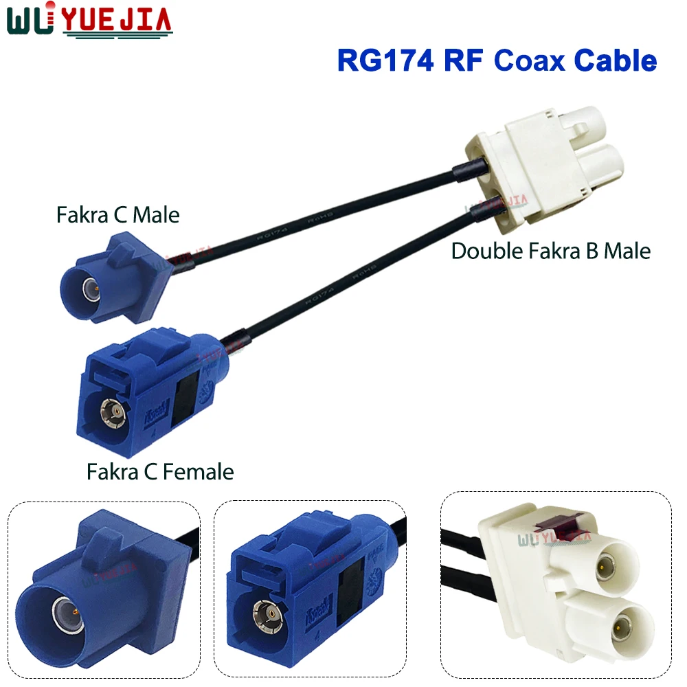 

Twin Fakra Cable White Double Fakra B Male to Blue Fakra C Male Plug+C Female Jack 50 ohm RF Coax Cable Extension Jumper Pigtail