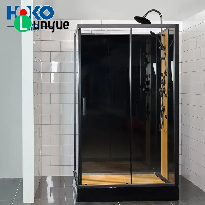 Modern Luxury Acrylic Shower Steam Sauna with Tempered Glass and Aluminum Alloy Frame Square Design for Hotel Use