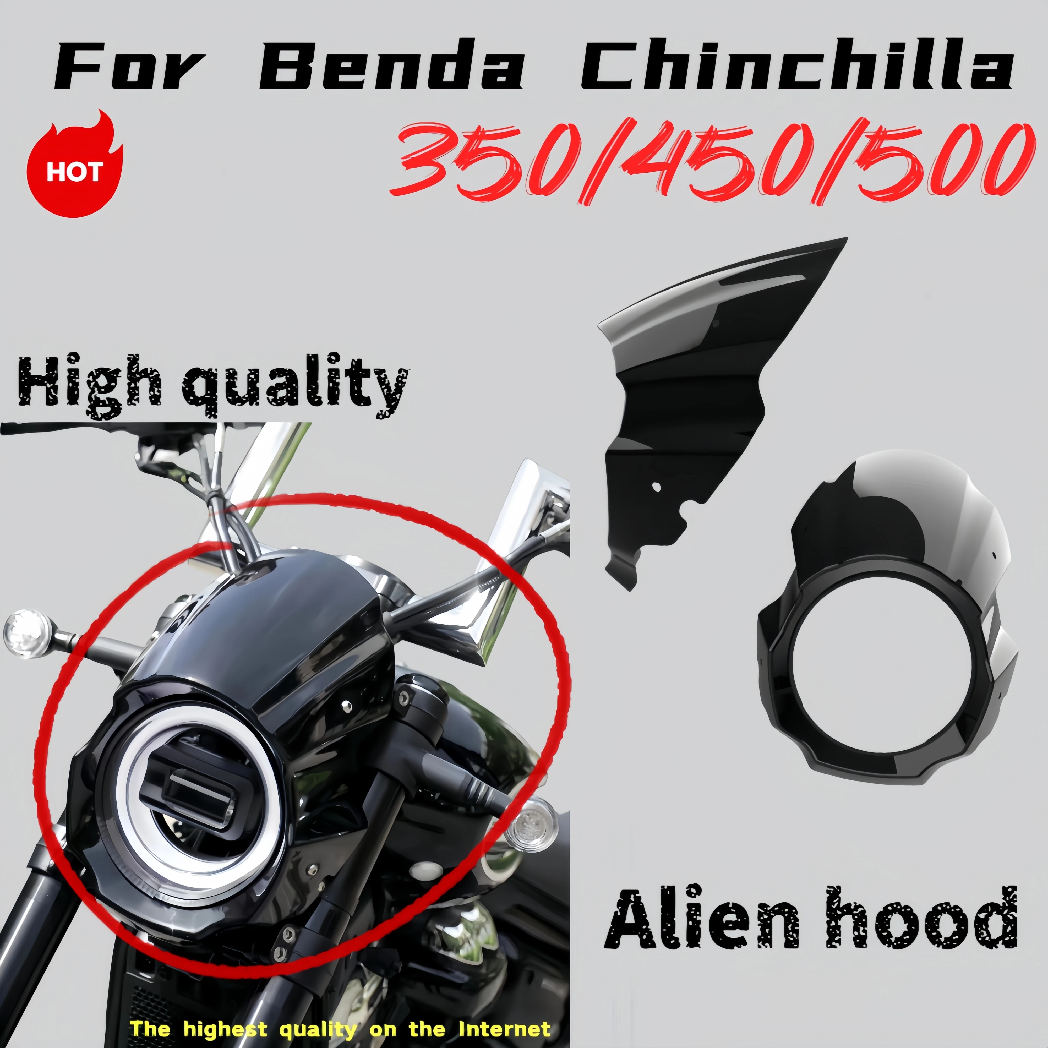 

For Benda BD Chinchilla 350/450/500 modification headlight cover pig head cover front windshield retro deflector accessories
