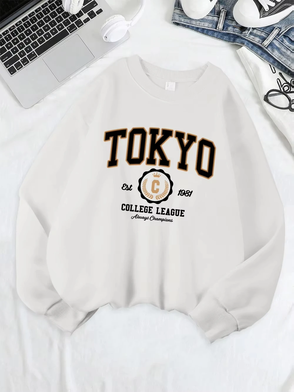 Tokyo College League Sport Prints Sweatshirts Vrouwen Losse Comfortabele Hoodies Fleece Warme O-hals Tops Winter Zachte Vrouw