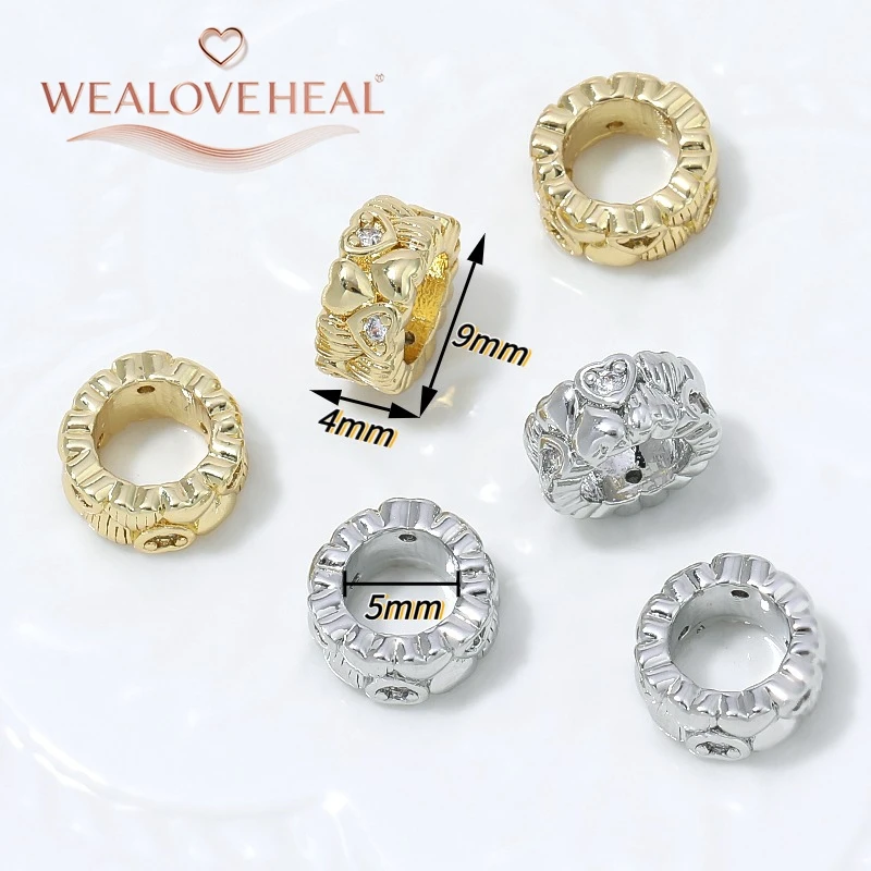 schmuckherstellung zubehör, perlen für schmuckherstellung, 9mm Runde Abstandsperlen 18K Vergoldetes Messing Micro Pave Kubikzirkonia Abstandshalter für Armband Halskette DIY Schmuckherstellung Zubehör – Detail 17