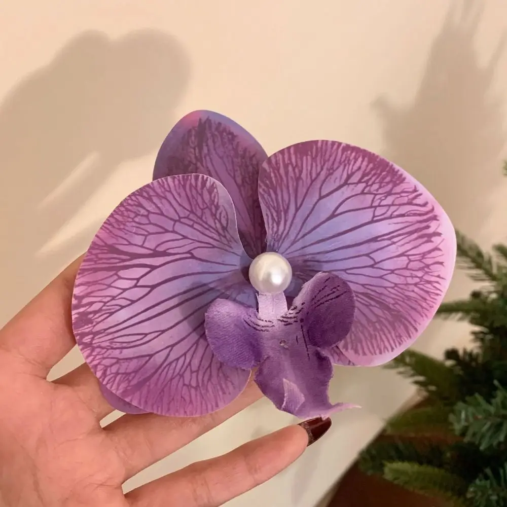 دبوس شعر زهرة Phalaenopsis فائقة الجنية للنساء ، أزياء الحرير ، إكسسوارات الشعر ، مشبك دقات الصورة ، غطاء رأس للعطلات على شاطئ البحر