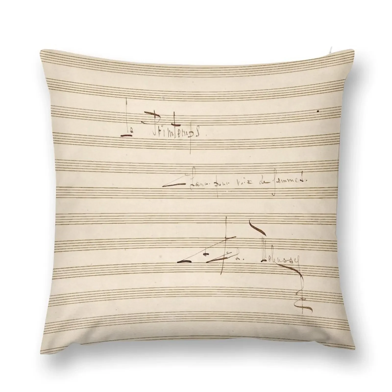 Debussy Original handwritten score by Claude Debussy Le Printemps Throw Pillow home decor items Anime Sofas Covers pillow