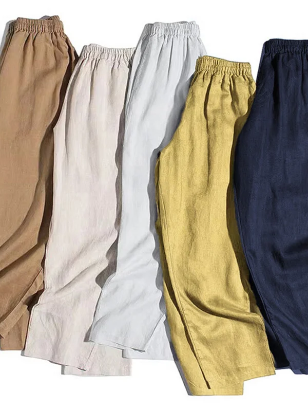 Estate 2025 Pantaloni Harem casual dimagranti larghi da donna Lino puro Comodo elastico in vita Sette lunghe Sle artistico