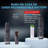 Maeerxu EC11 Mini AA Flashlight Aluminum Alloy IP68 LED with 14500 Rechargeable Battery EDC Portable Camping Flashlight Torch