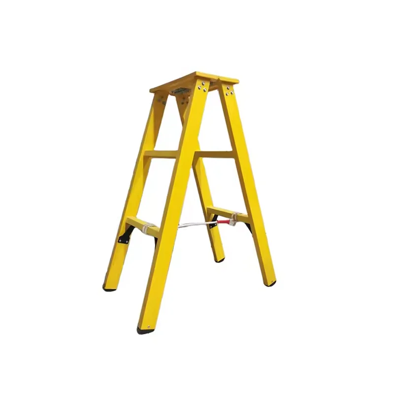 Factory Direct High Safety Yellow FRP Double-Sided Agility Folding Ladder High Voltage Fiberglass Roll Out Ladder
