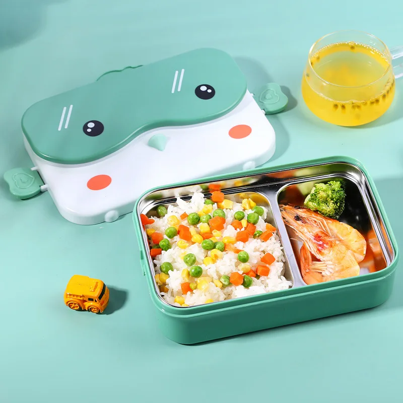 Stainless Steel Tableware Thermal Lunch Box for Meal Student School Bento Box Cute Owl Cartoon Cutlery Set Storage for Kids