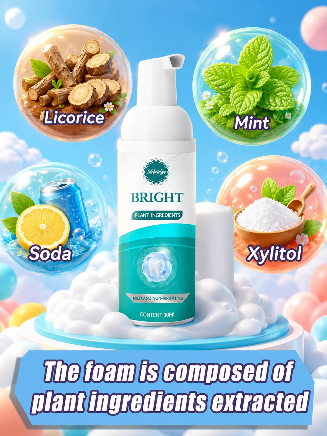 Foam Toothpaste for Sensitive Teeth and Gums Gentle Cleaning and Mouth Freshness
