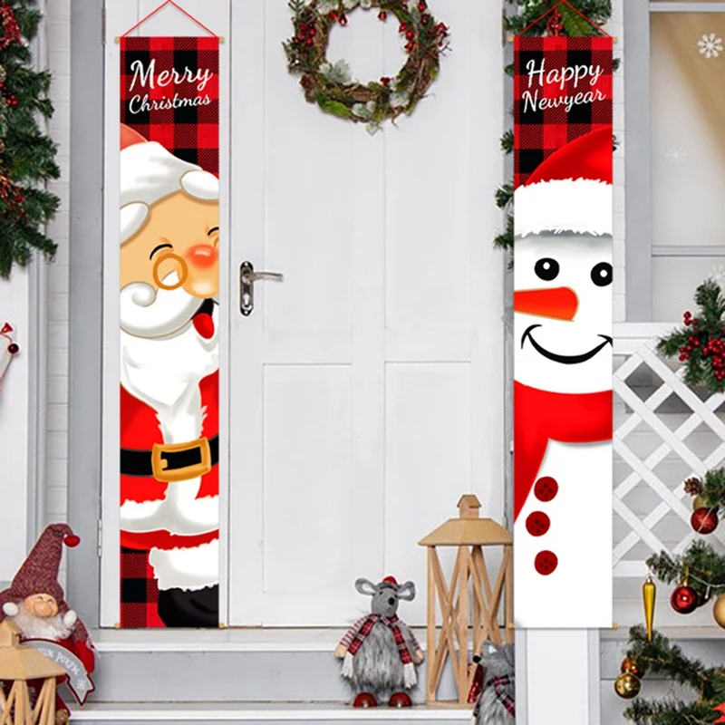 Christmas Porch Banner, Door Banner, Christmas Decorations Porch Sign, Hanging Welcome Banner Sign Decor
