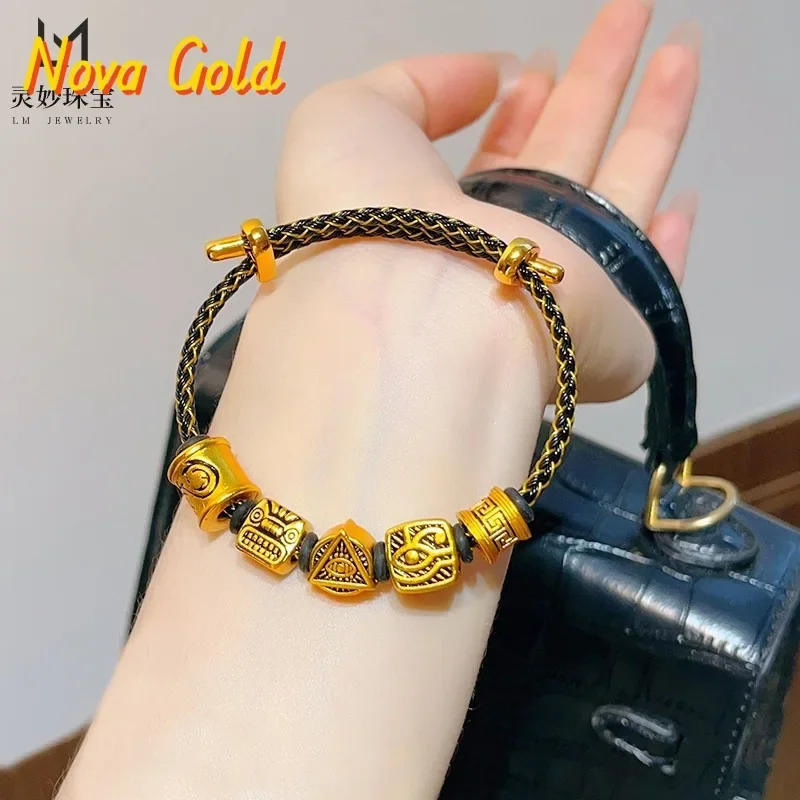 

NovaGlod 9999 24K real gold enamel tattoo guardian dragon zodiac bracelet bronze road roadway bracelet domineering gift