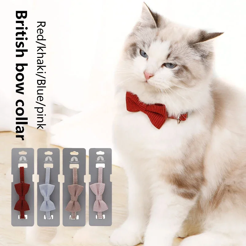 Cat Bow Collar Set - Adjustable Mixed Colors for Large Breeds - Perfect for Spring Summer & Independence Day Celebrations