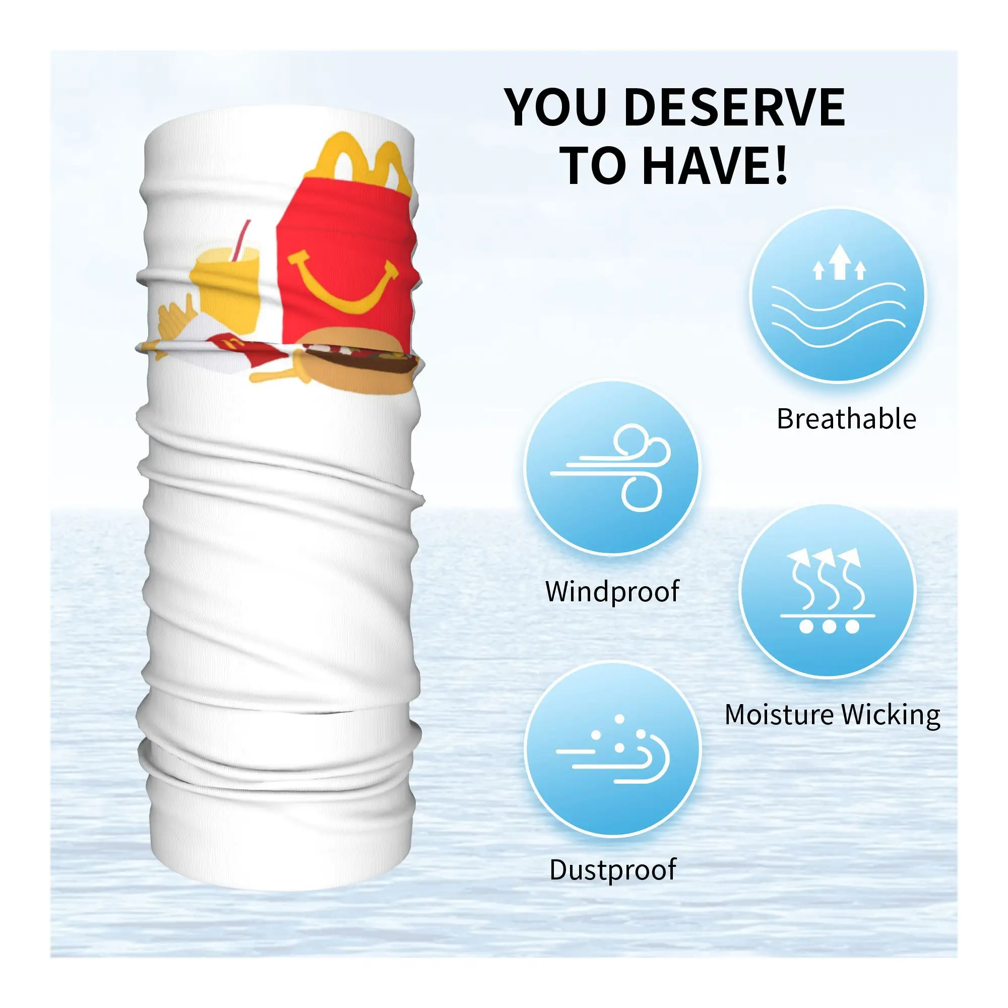 McDonald’s happy meal Bandana Neck Gaiter Printed Face Scarf Multi-use Face Mask Riding For Men Women Adult Breathable