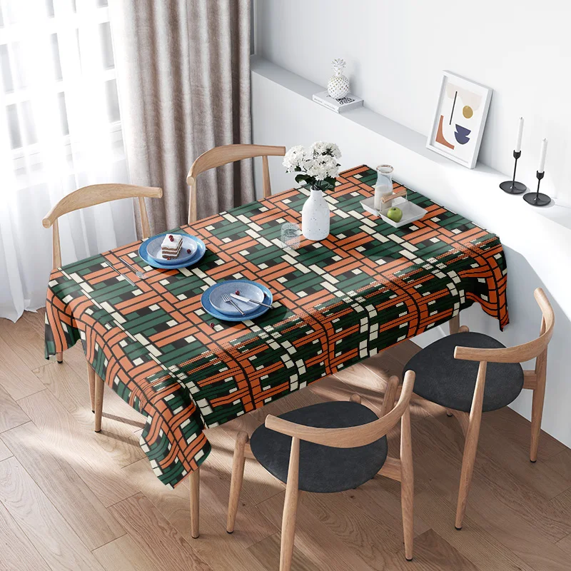 Plaid Tablecloth: Multi-Color Checkered Dining Cover Decorate Your Home with This Stylish Versatile Linen Fabric [120x180cm]