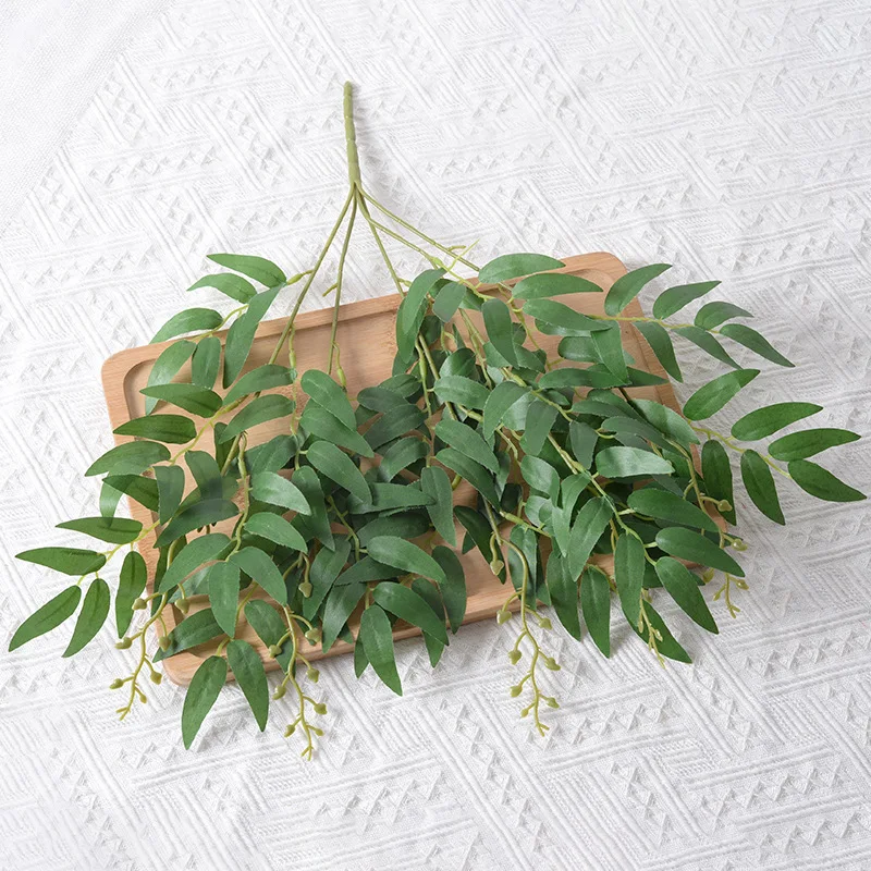 باقة الصفصاف الاصطناعية الحريرية أوراق خضراء وهمية لحفلات الزفاف حديقة المنزل زهرية الديكور حفلة الغابة لتقوم بها بنفسك إكليل النباتات #4