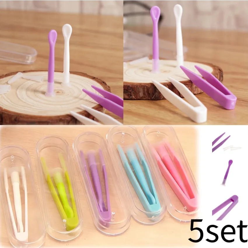 5set Protable Contact Lenses Tweezers Suction Stick Contact Lens Inserter Remover Mini Tweezers Clamps Tool Eyewear Accessories