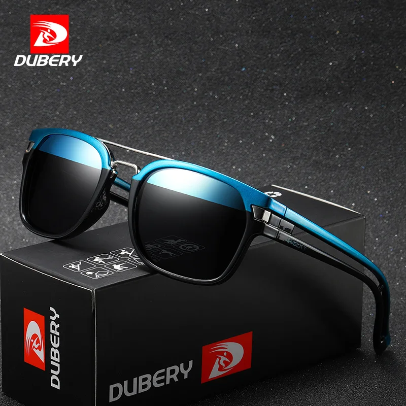 

DUBERY Popular Two-tone Polarized Sunglasses Vintage Sun Glasses For Men and Women Driving Black Square Goggles 9 Colors