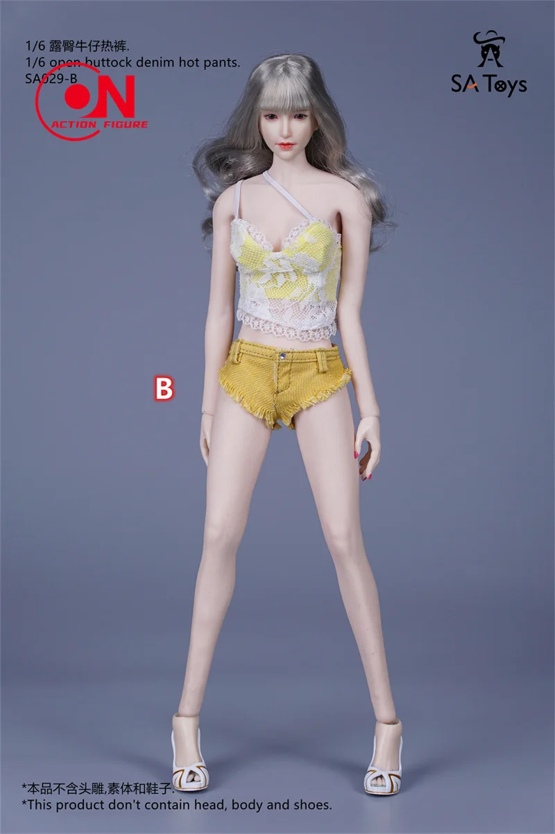 SA Toys SA029 1/6 Scale Lace Camisole Open Buttock Denim Hot Pants Clothes Model Fit 12-inch TBL PH Female Action Figure Body