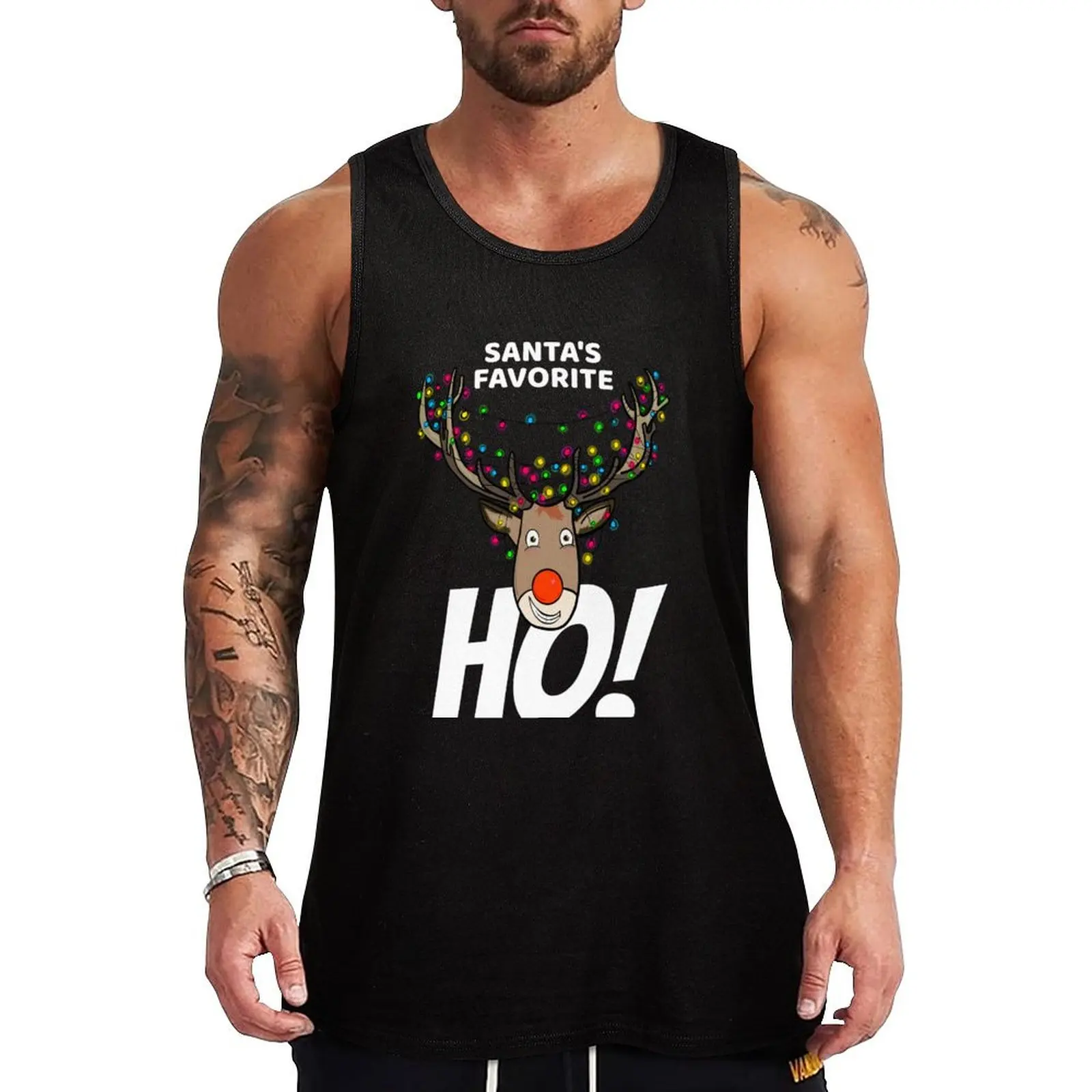 Santa's Favorite HO! - Funny Christmas Reindeer Gifts Tank Top Bodybuilding clothing man T-shirts men