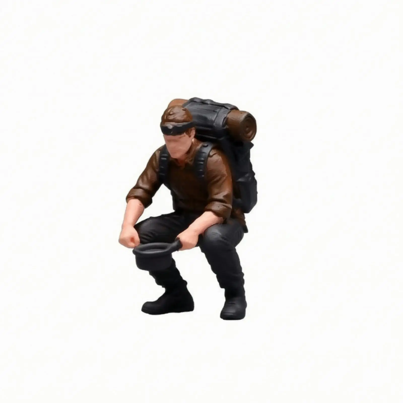 Miniature Backpacker Figure with Sleeping Mat Resin Hiking Man for Camping Scene Model Display Art