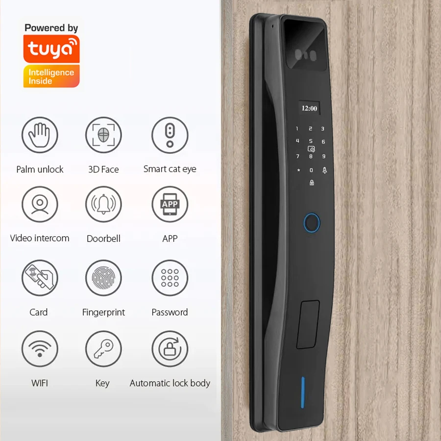 Tuya Smart Locks 3D Face Recognition Smart Door Lock With Camera WIFI Biometric Fingerprint Security Fully Automatic Door Locks