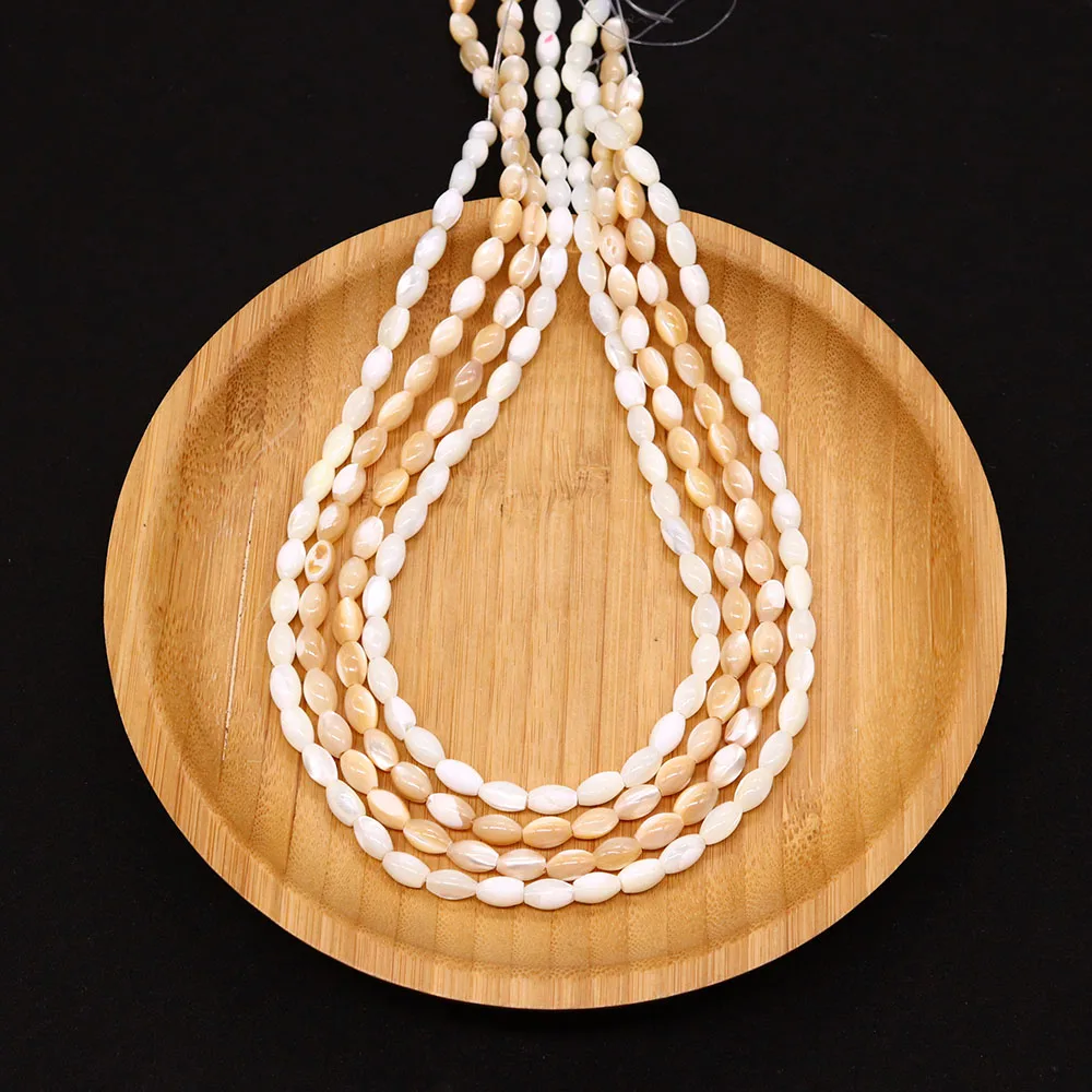 

2 Model Shell Beads 3x5/4x7/4x8/5x8/9x10mm Rice-shaped Natural Seawater Shell Loose Bead 1strand for Hanndmade Jewelry Gift
