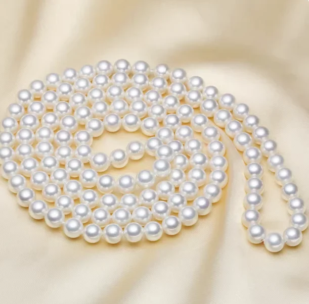 

NEW CHARMING WHITE PEARL NECKLACE 35"7-8MM