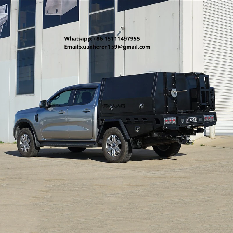 Factory Custom Heavy Duty Aluminium Pickup Canopy with Toolbox and Roof Rack for Double Cab
