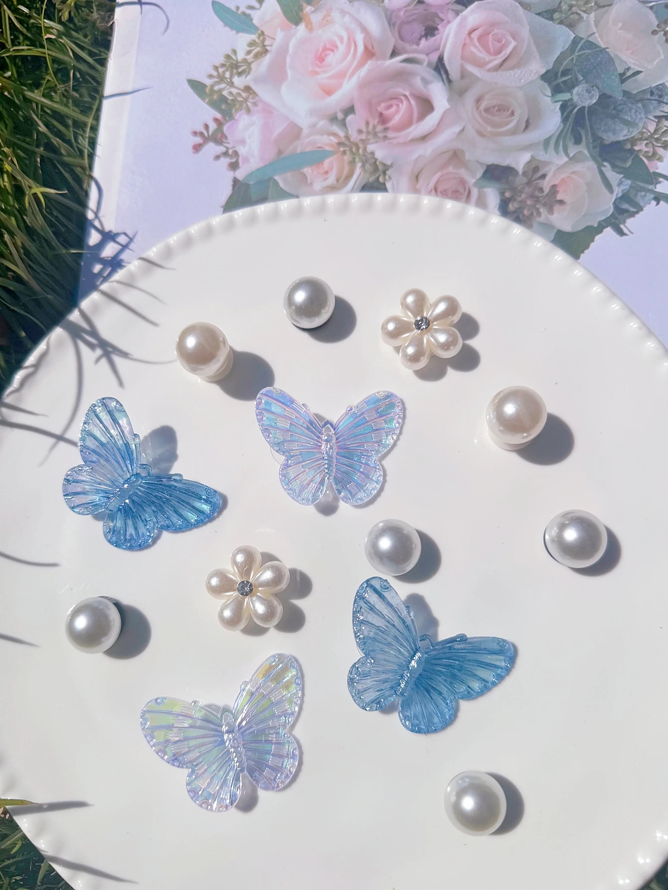 14 Pieces of Blue Butterfly Shoes Decorative DIY Casual Accessories - Fun and Multi-functional Personalized Shoe Hiding Methods