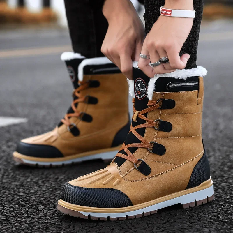 High Quality Winter Snow Boots Men\'s 2024 Plush Warm Comfortable Anti Slip Wear-resistant Waterproof Outdoor Casual Cotton Shoes