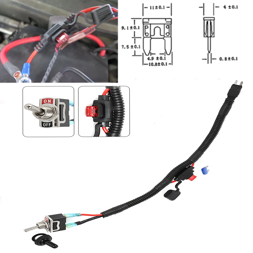 New Automotive Switch Fuse Bypass Kit 35CM With 2 Fuses 10A/15A For Vehicles Mini Blade Fuse Car Accessories