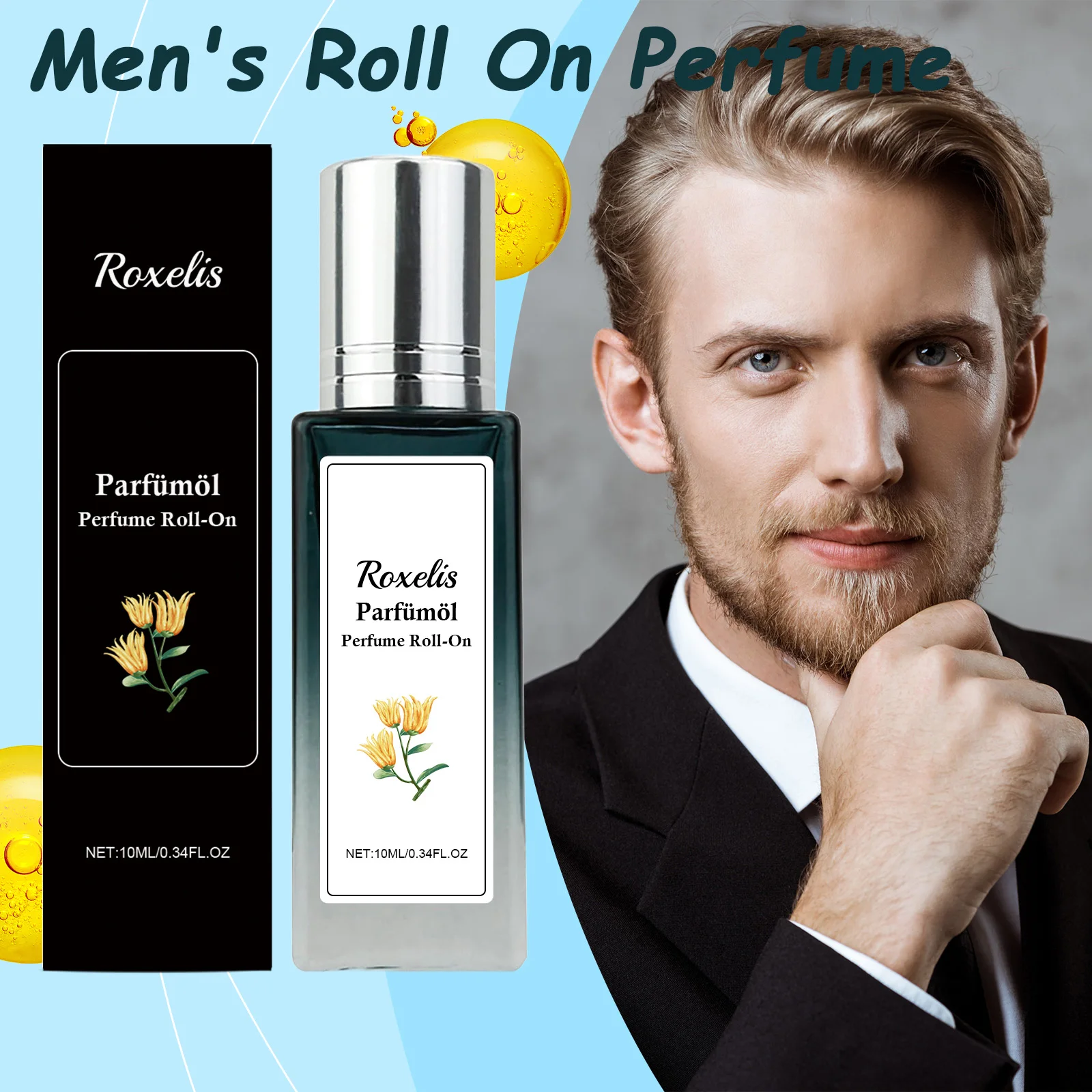 

Men's Roll On Perfume Ball Charming Release Natural Fresh Light Scent Long Lasting Fragrance Portable Romantic Cologne for Men