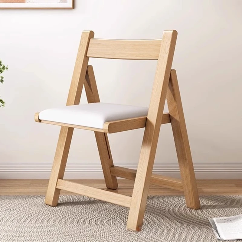 

Chair Cafe Fabric Adjustable Chair Solid Stackable Kitchen Mesh Leg Wood Breathable Dining Folding Restaurant Portable Cushioned