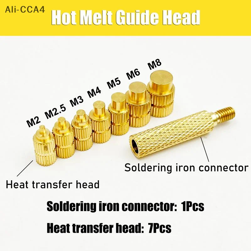 

8 шт./компл., латунные нагревательные паяльные наконечники, инструменты, вставная гайка, болт для 3D-принтера, расплавленные гайки, инструмент для имплантации, железный разъем