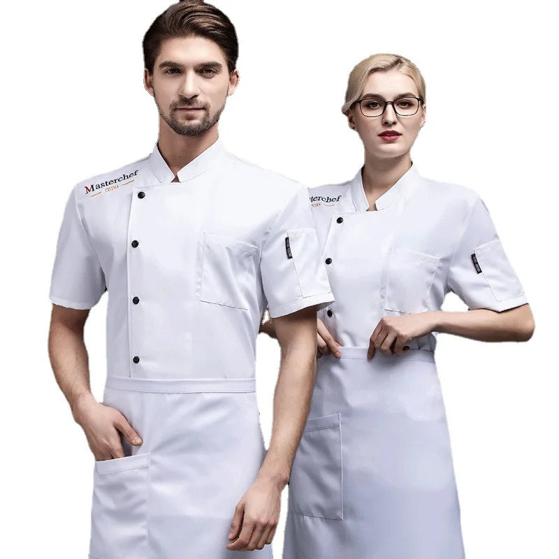 Hotel Chef Uniform Men'S manica corta estate traspirante sottile ristorante occidentale West Point Dining Kitchen Fashion Work Wear woll