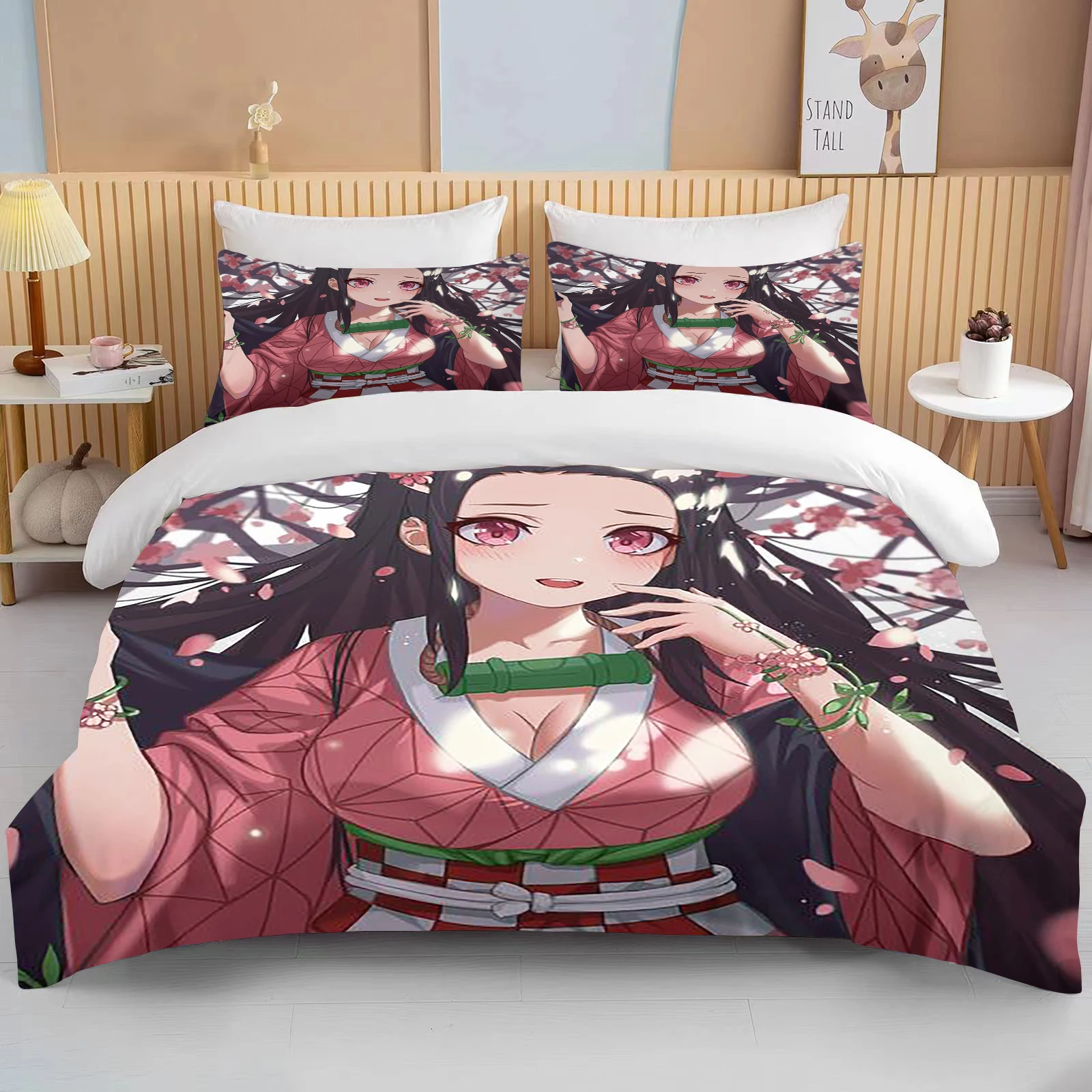 

Nezuko Kamado Bedding Set Anime Demon Slayer Duvet Cover Comforter Bed Linen Single Twin Full Queen Size 3d Kids Girl Boys Gift