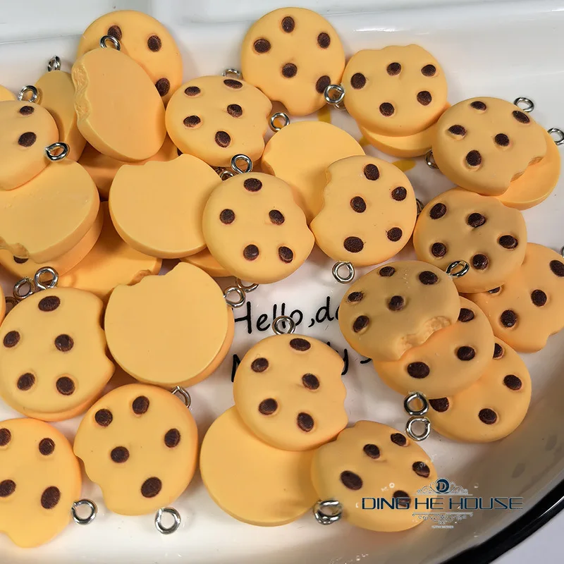 10/20pcs Broken Cookies Biscuits Resin Charms Cute Cartoon Snacks Food Earring Necklace Pendant DIY Funny Jewelry Make